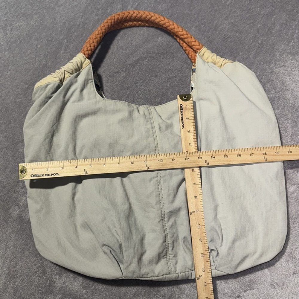 Serena & Lily Hobo Bag - Cream/Tan With Orange Handles‎ - Picture 6 of 9